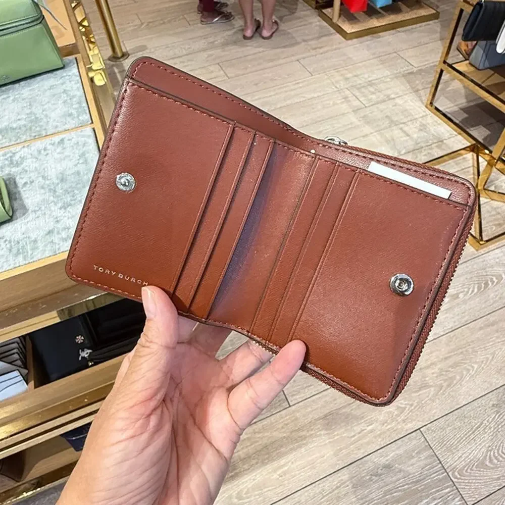 NEW‼️Tory Burch Rory Glazed Mini Wallet 181437 Aged Brown $195